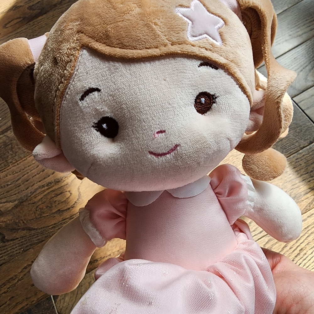 Charming Pink and Brown Stuffed Doll